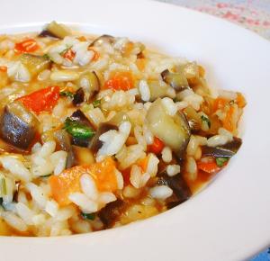 Auberginen-Tomaten-Risotto